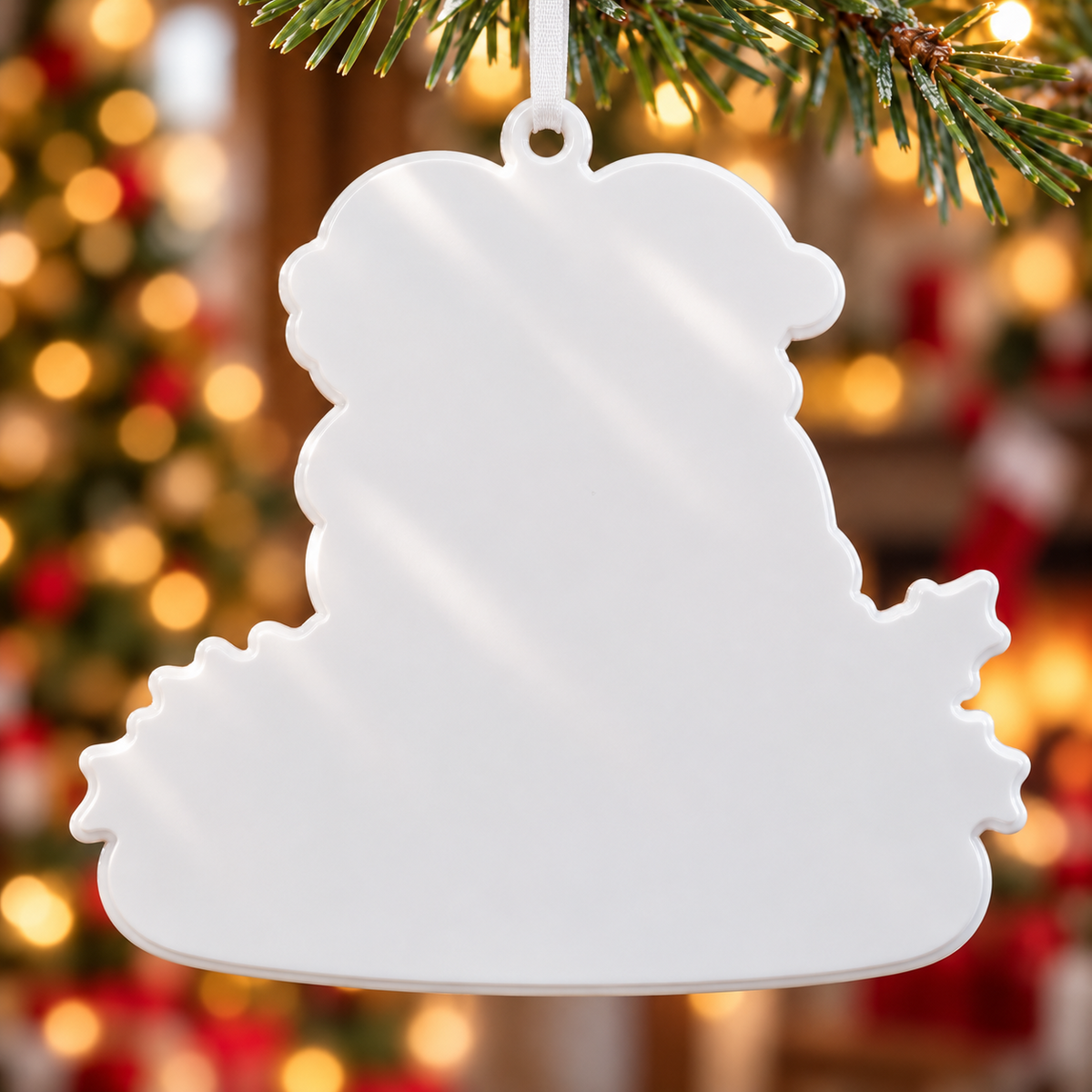 Novelty Santa Couple Christmas Tree Hanging Keepsake, Red and White Festive Plaque - 3D Relief Ornament