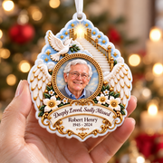 Memorial Stairway to Heaven Keepsake with Angel Wings and Dove - 3D Relief Ornament