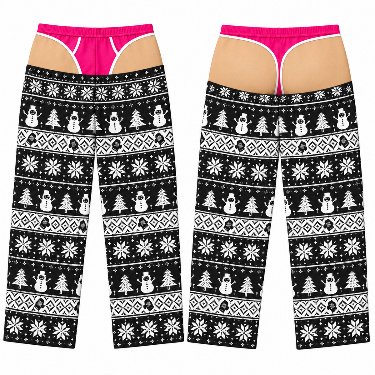 Christmas Pajama Pants with Faux Underwear Gag Print Lounge Bottoms