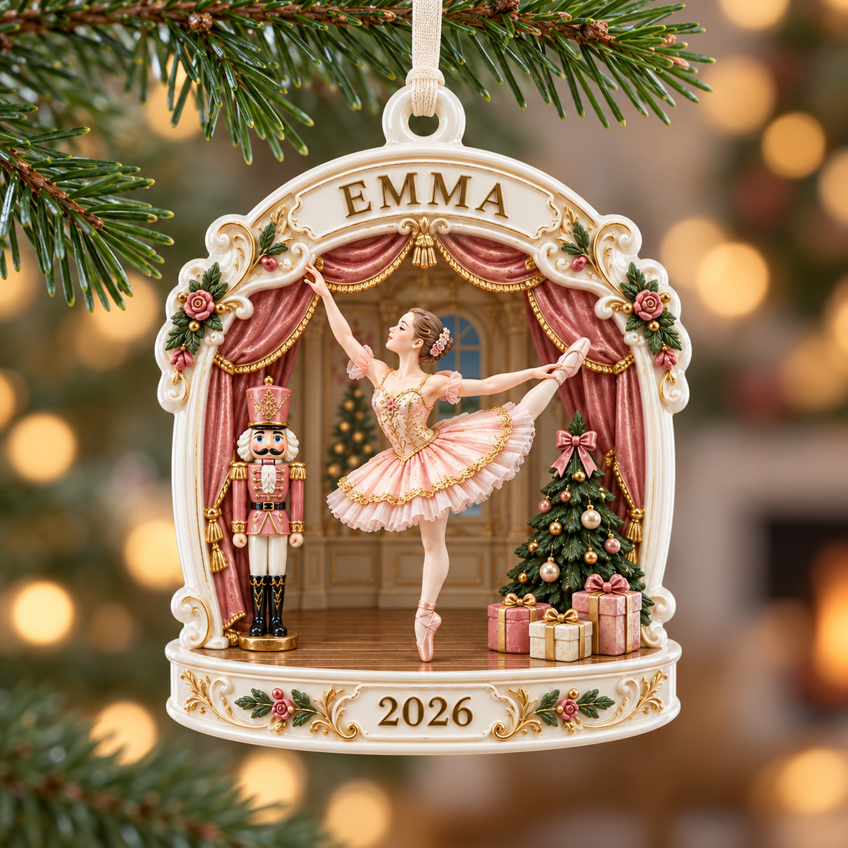 Ballerina Stage Scene Christmas Holiday Keepsake - 3D Relief Ornament