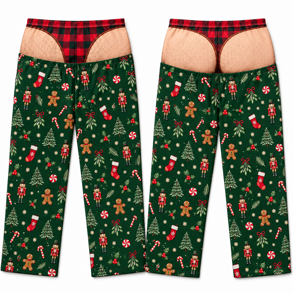Mens Christmas Pajama Pants Novelty Underwear Illusion Lounge Bottoms