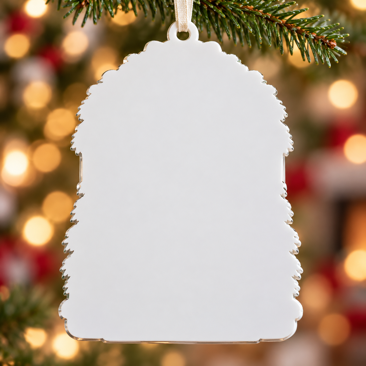 Winter Couple Holiday Doorway Plaque with Ribbon - 3D Relief Ornament