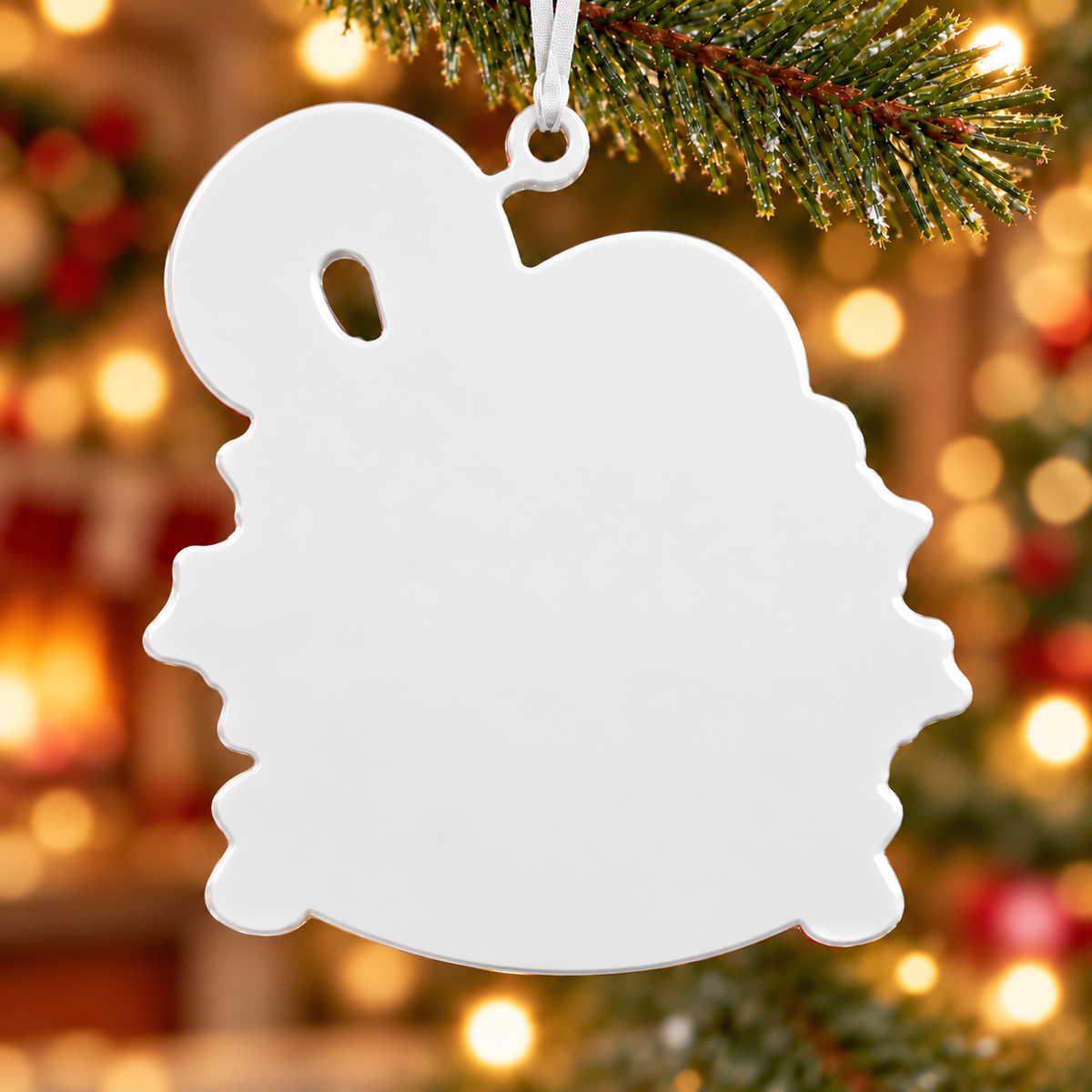 Santa Claus with Candy Cane Christmas Tree Hanging Plaque - 3D Relief Ornament