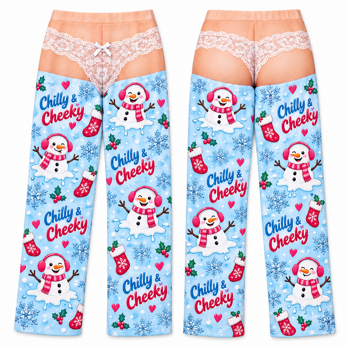Christmas Pajama Pants Wide Leg Printed Lounge Trousers