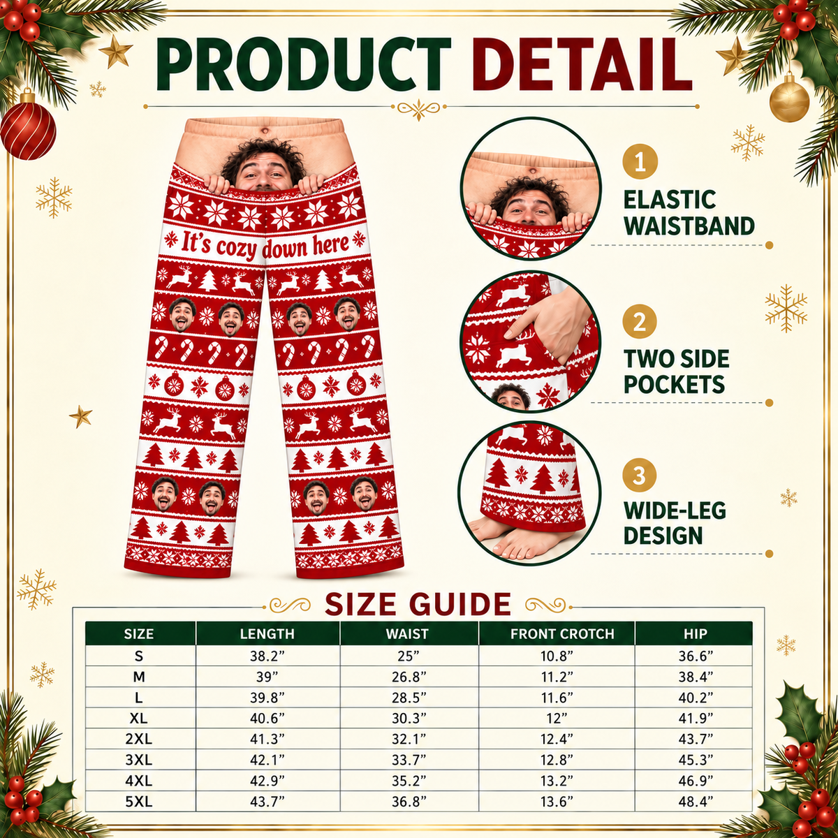 Christmas Pajama Pants Printed Holiday Fair Isle Lounge Sleepwear