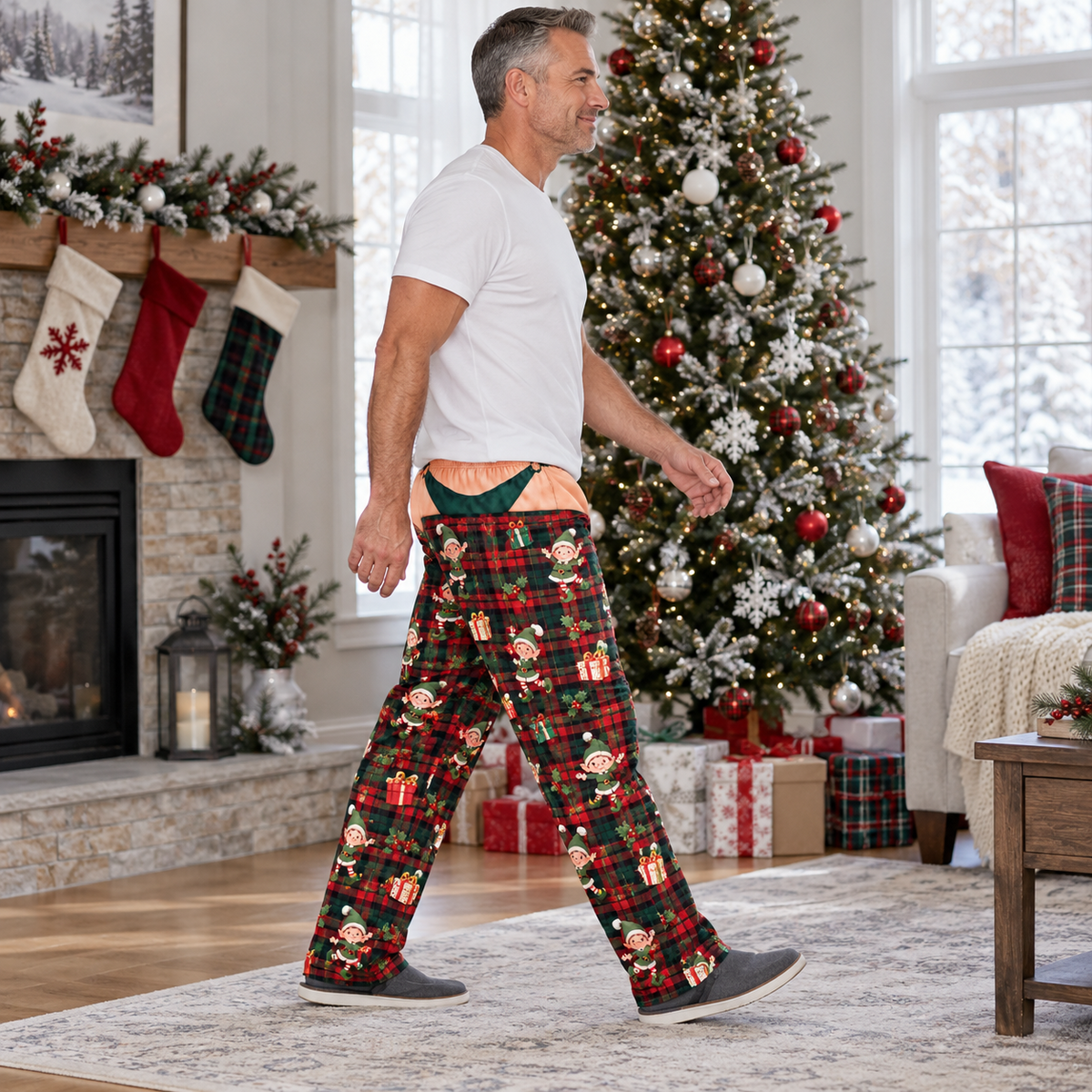 Novelty Christmas Pajama Pants with Pockets Printed Holiday Lounge Bottoms