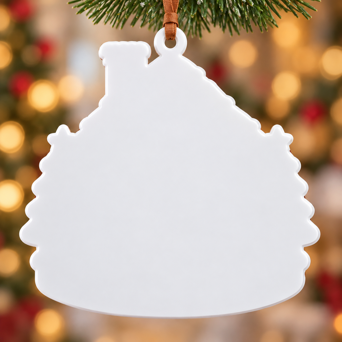 Gingerbread House Family of Five Holiday Tree Hanging Decoration - 3D Relief Ornament