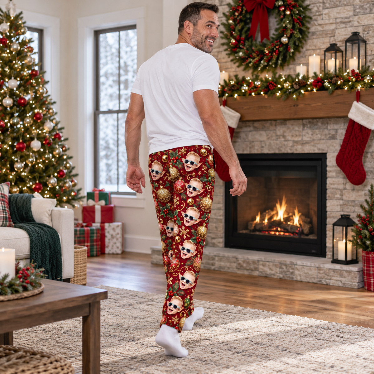 Christmas Pajama Pants Printed Holiday Lounge Sleepwear Trousers