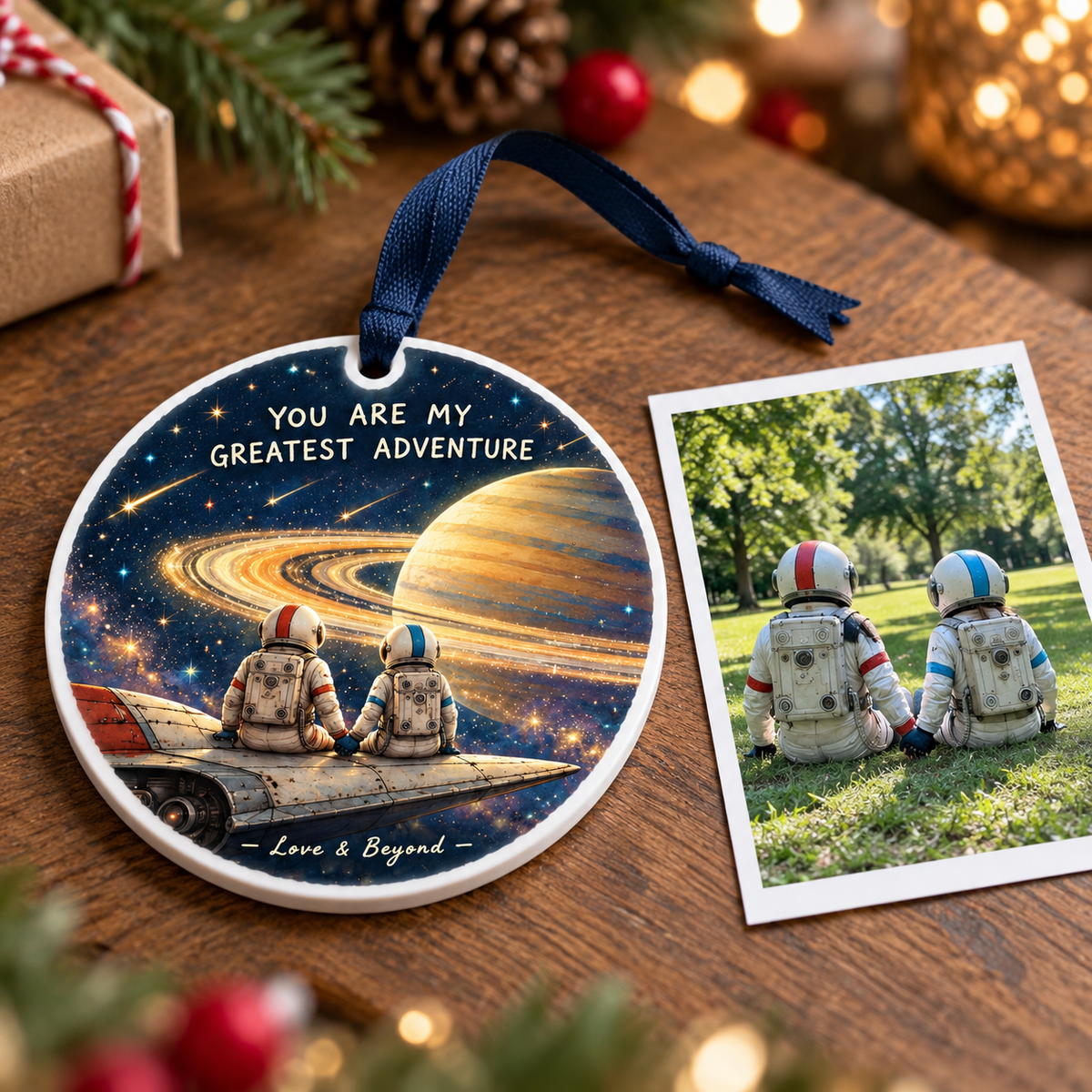 Astronaut Couple You Are My Greatest Adventure Ceramic Disc - 3D Relief Ornament