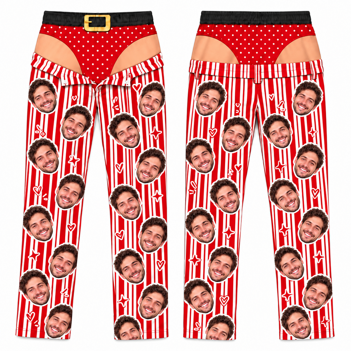 Men Novelty Christmas Pajama Pants Striped Holiday Lounge Bottoms