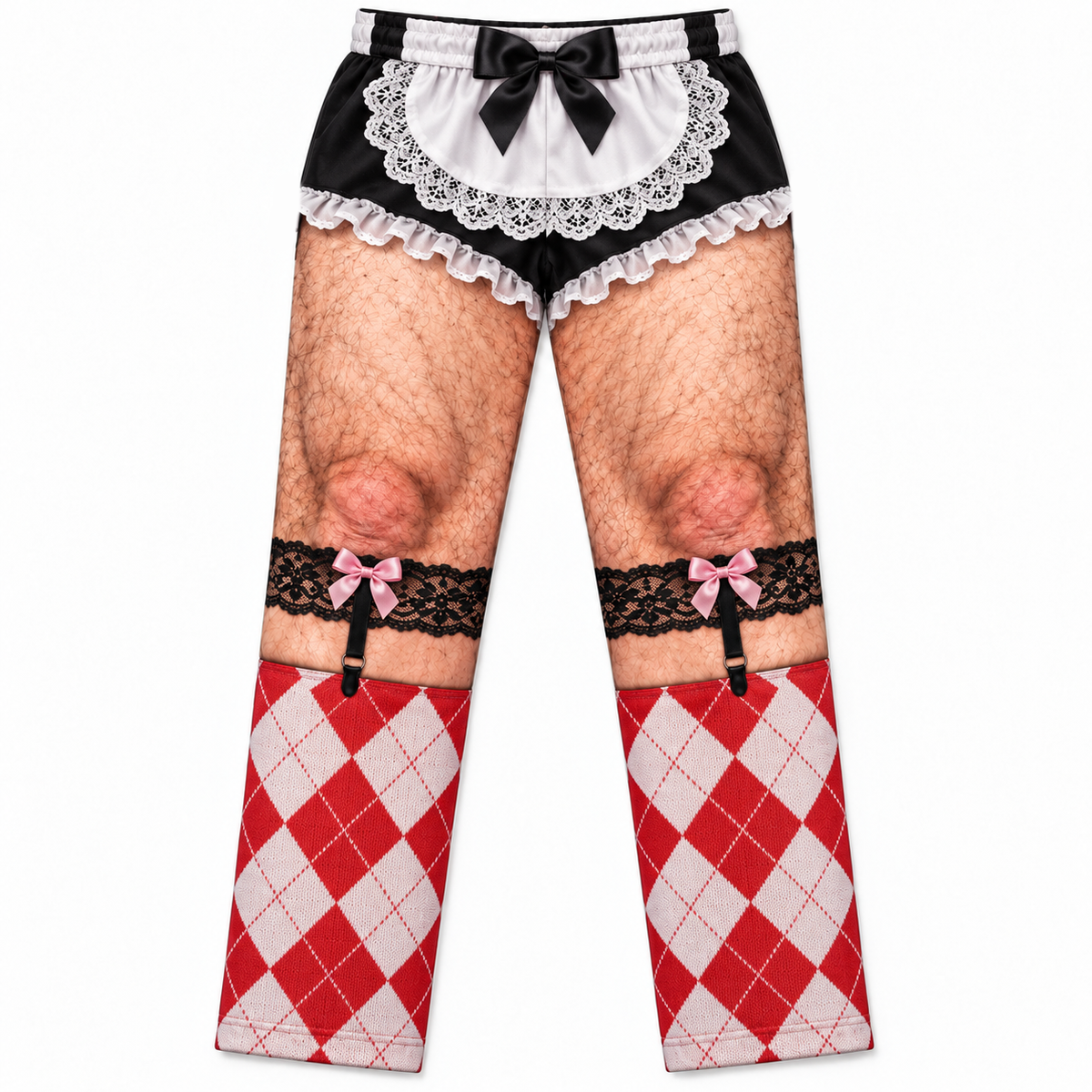 Mens Novelty Christmas Pajama Pants Printed Hairy Leg Loungewear