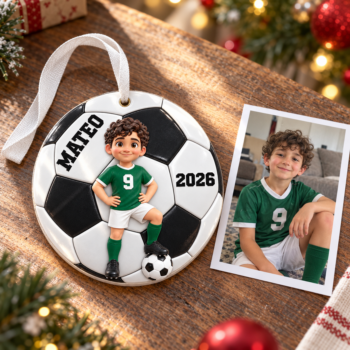 Soccer Ball 2026 Black and White Sports Keepsake Hanging Bauble - 3D Relief Ornament