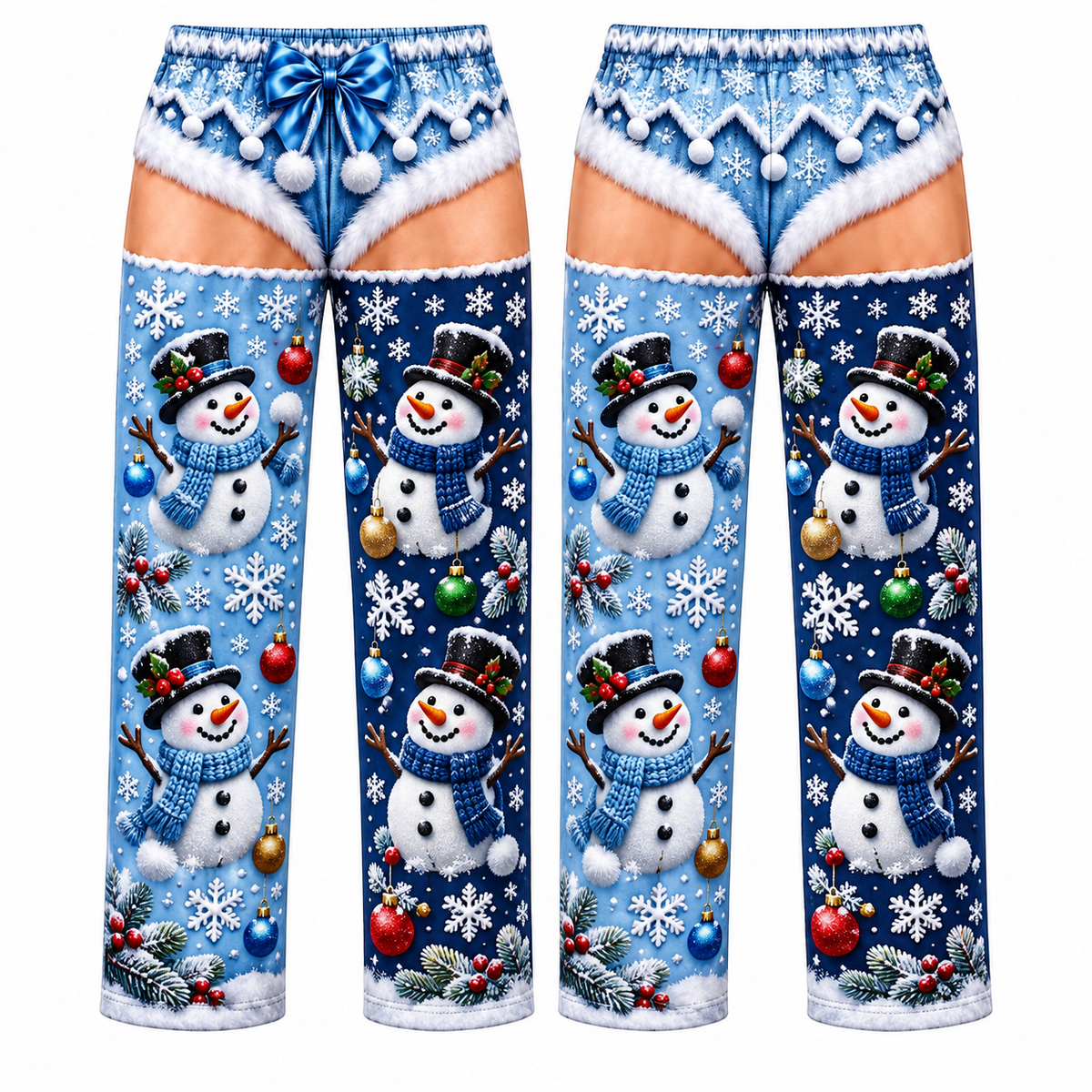 Funny Christmas Pajama Pants Novelty Trompe L'Oeil Print Trousers