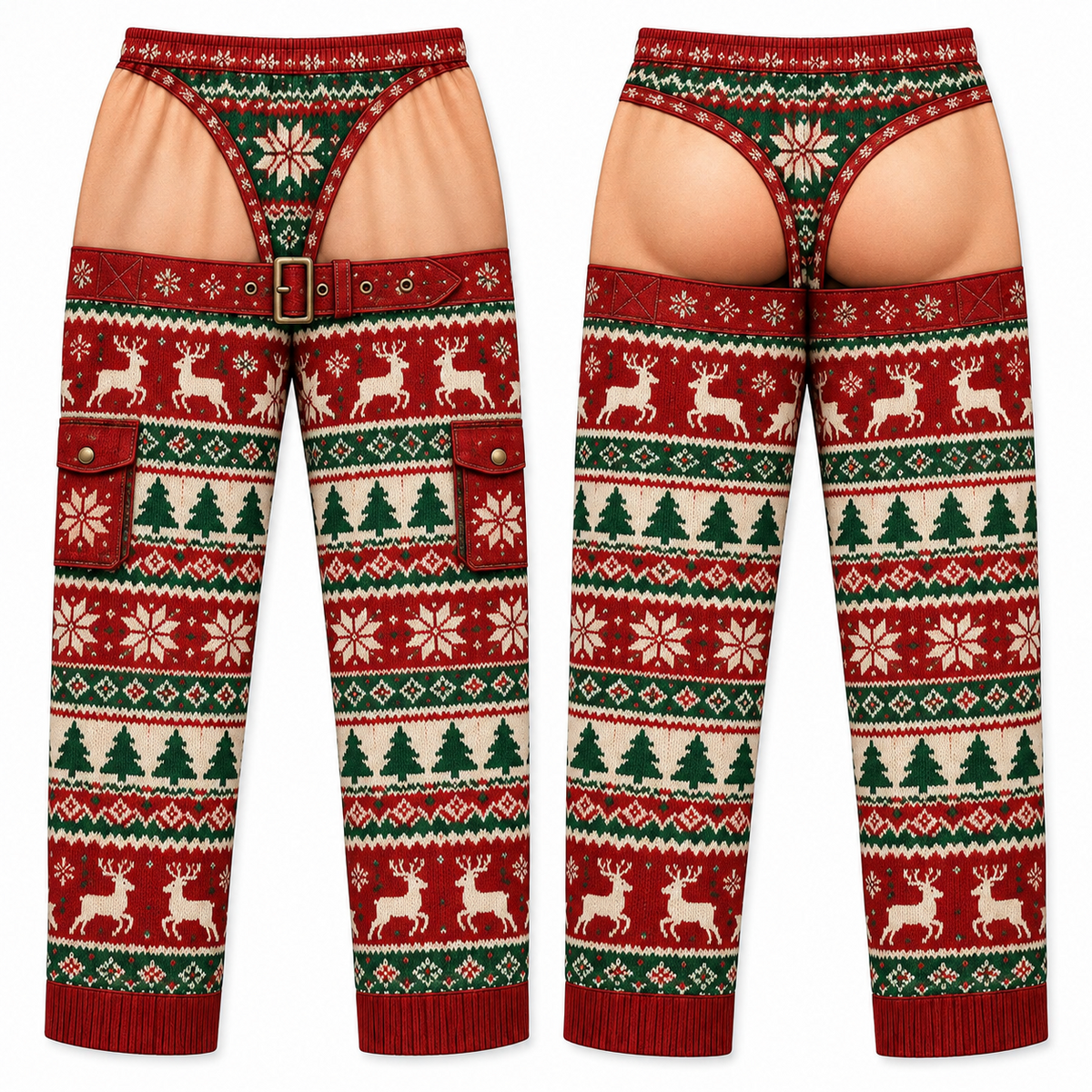Christmas Chaps Pajama Pants Funny Holiday Print Lounge Bottoms