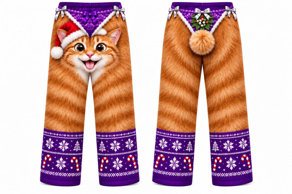 Christmas Animal Pajama Pants, Novelty Fleece Holiday Sleepwear