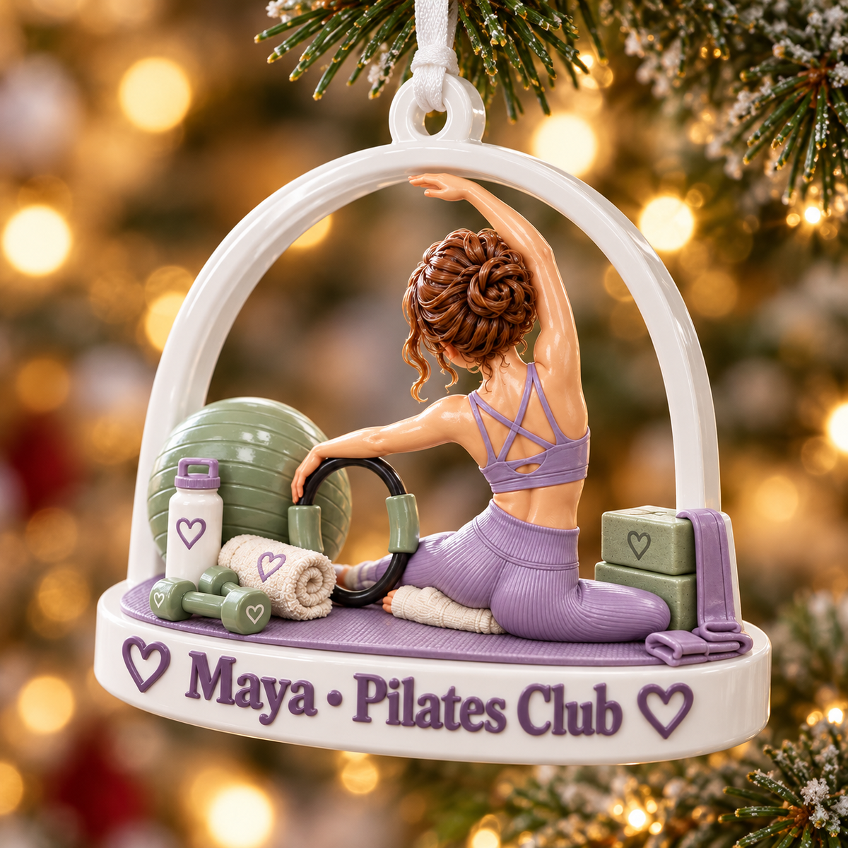 Pilates Girl Studio Workout Equipment Arch Hanging Holiday Keepsake - 3D Relief Ornament