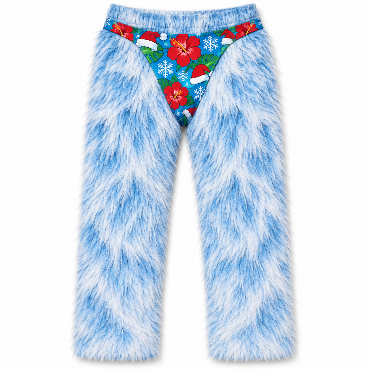 Mens Novelty Christmas Pajama Pants Faux Fur Print Holiday Loungewear