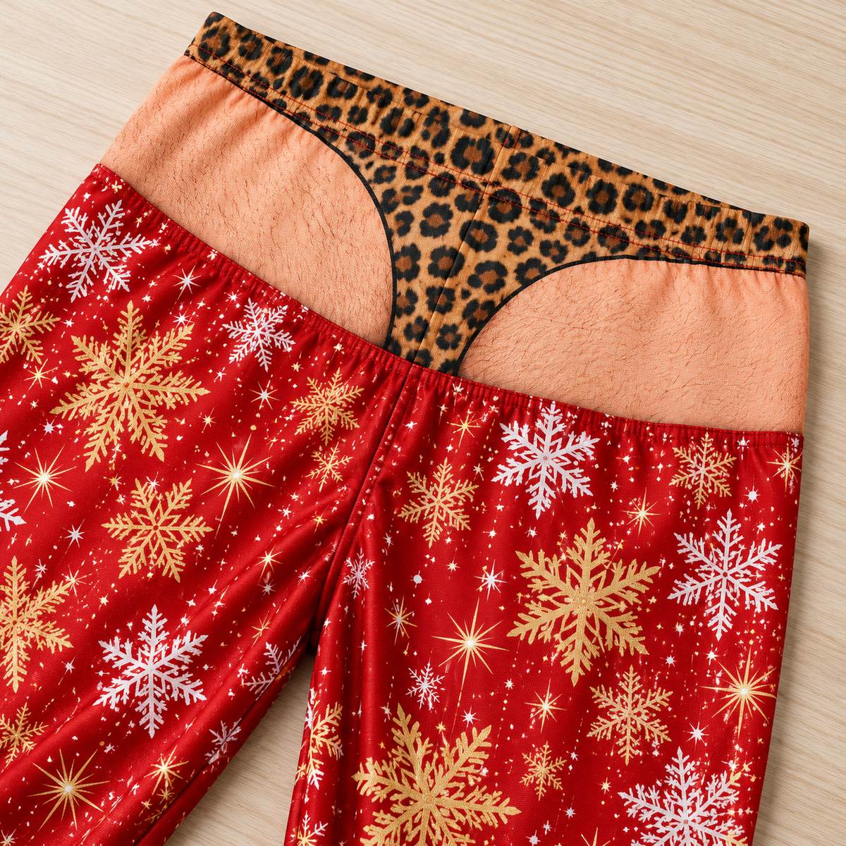 Mens Funny Christmas Pajama Pants Novelty Leopard Thong Gag Sleepwear