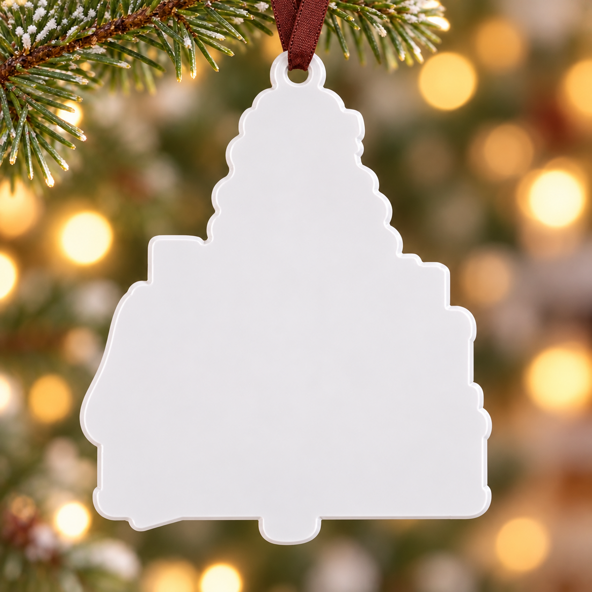 Travel Girl Photographer with Vintage Luggage Acrylic Christmas Hanging Keepsake - 3D Relief Ornament