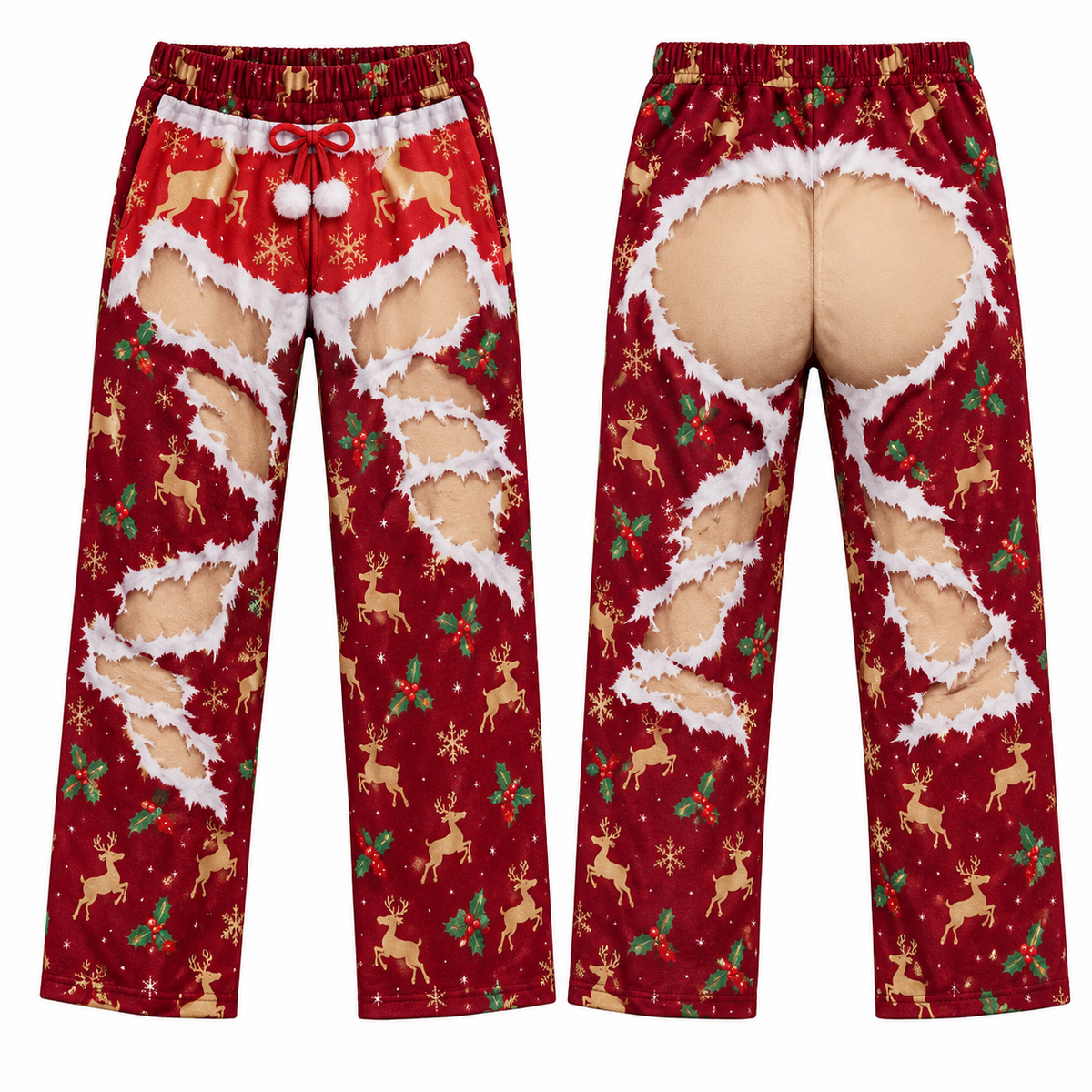 Funny Christmas Pajama Pants Novelty Ripped Graphic Lounge Bottoms