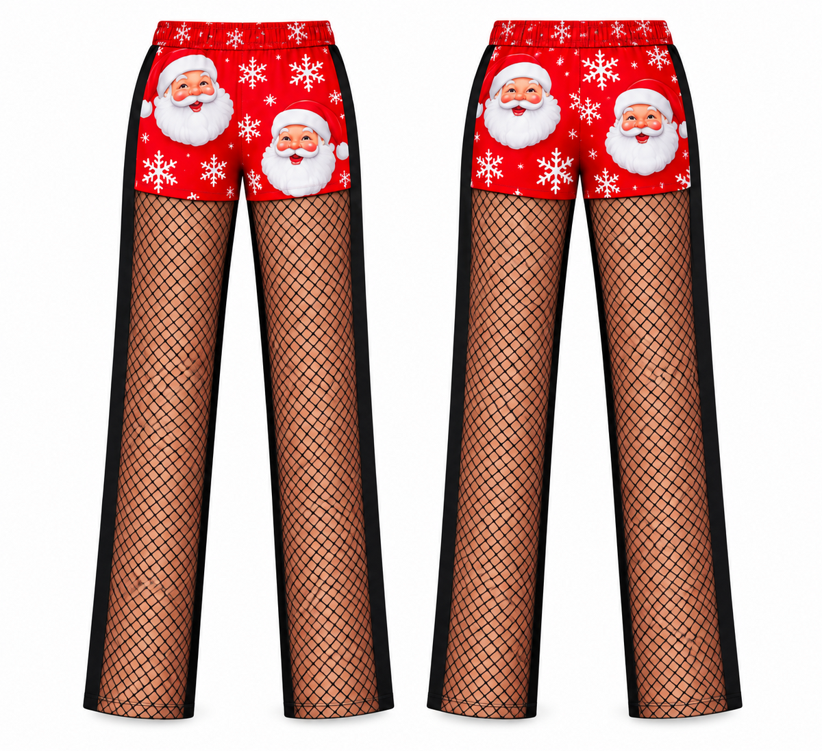 Christmas Fishnet Print Pajama Pants Novelty Graphic Holiday Trousers