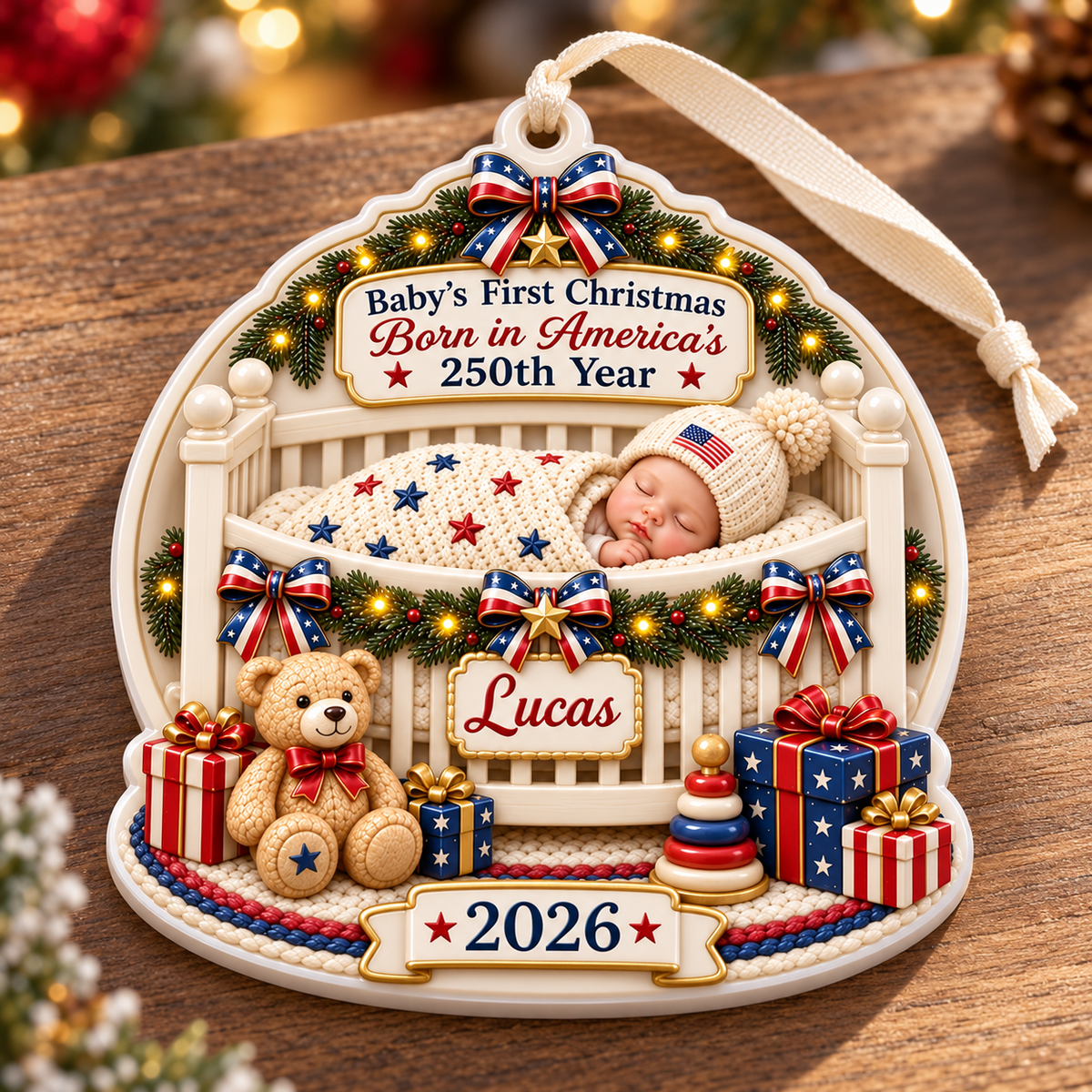 Baby's First Christmas Born in America's 250th Year Patriotic Crib ...
