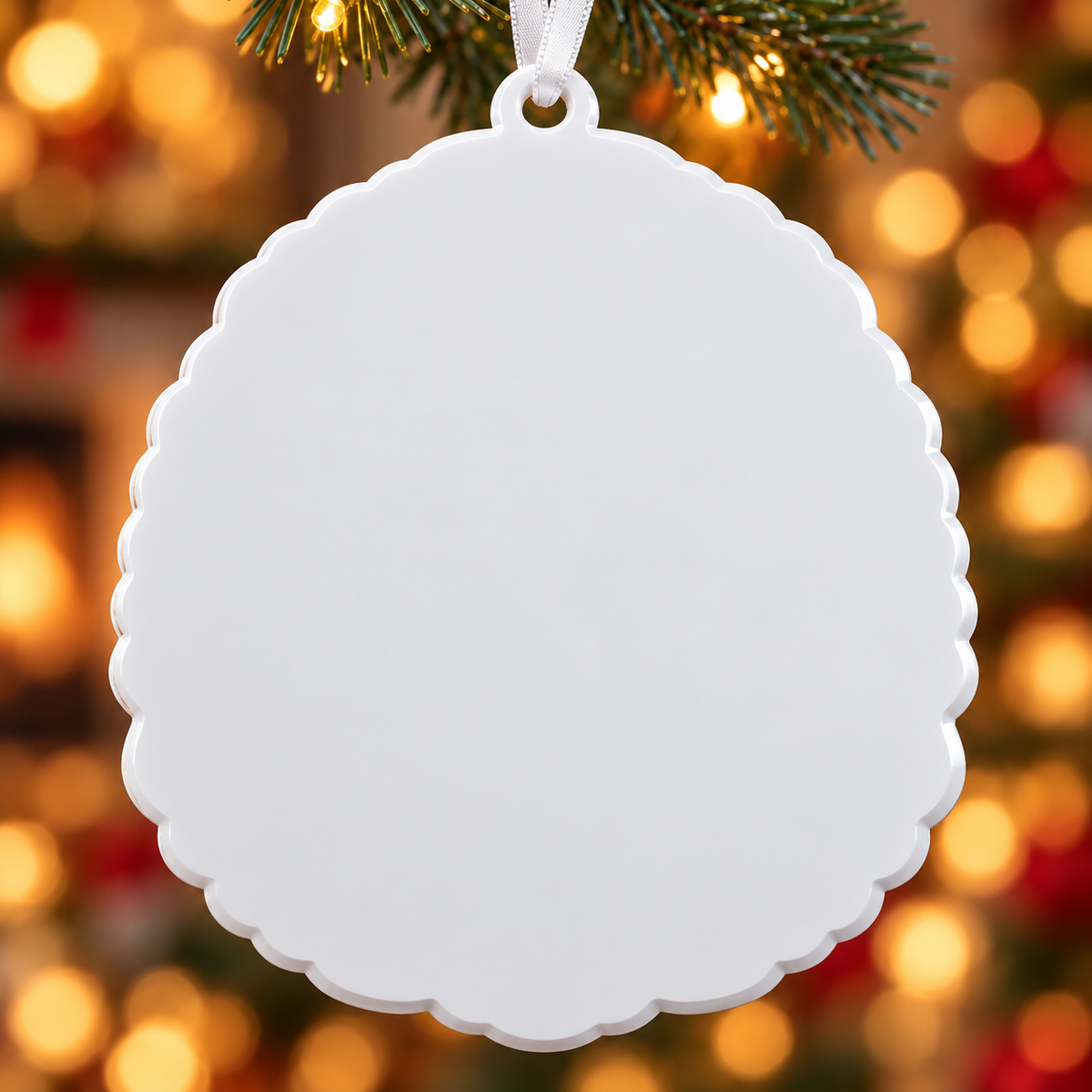 Baby's First Christmas Medallion Keepsake with Holiday Gift Box and Reindeer Hat - 3D Relief Ornament