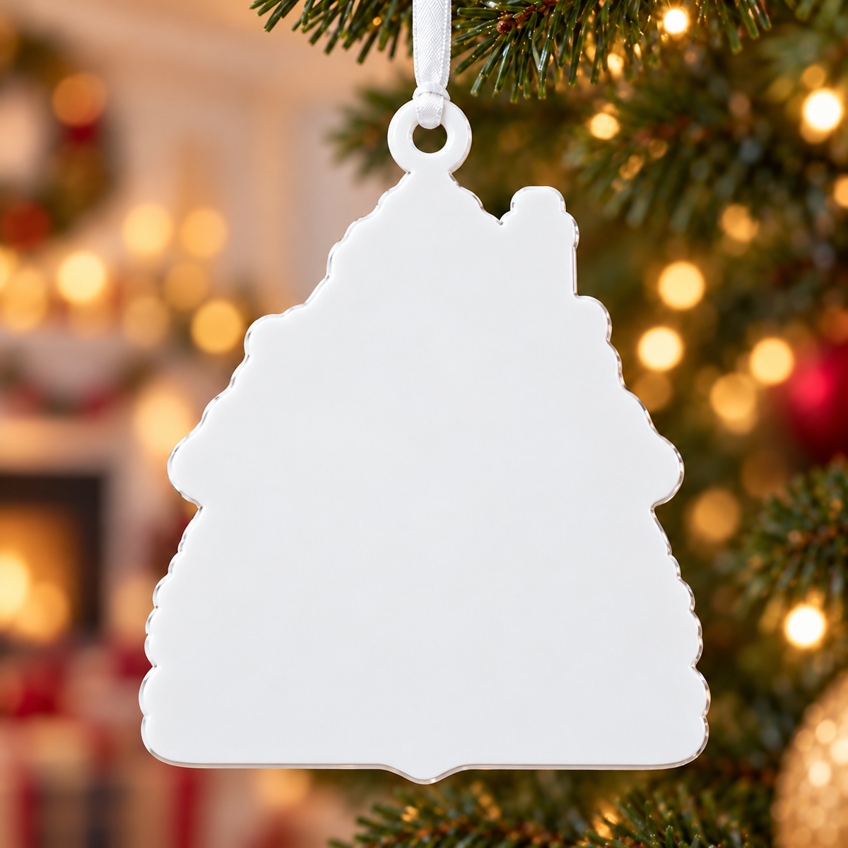 Winter Cottage House Plaque Holiday Tree Hanging Accent - 3D Relief Ornament