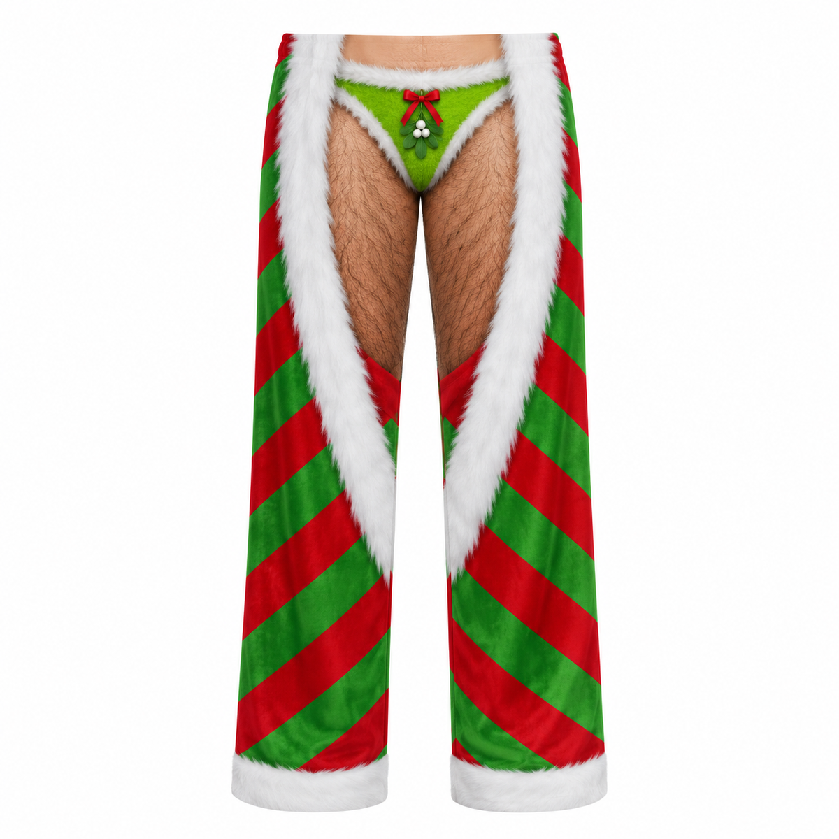 Novelty Christmas Chaps Blue Snowflake Fur Trim Holiday Pants