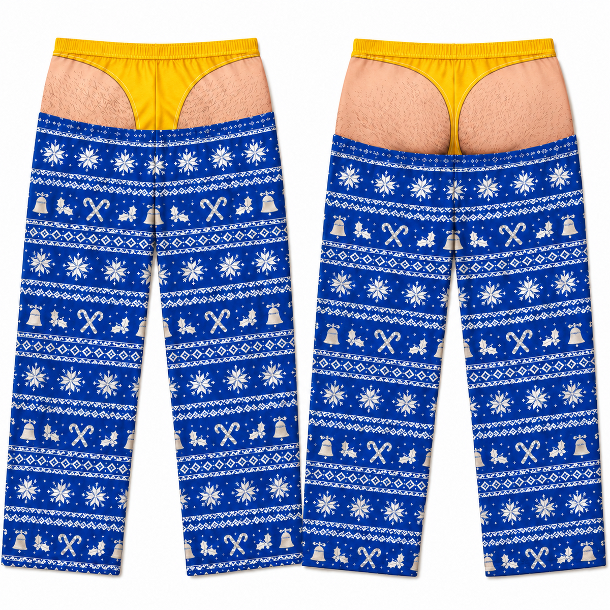 Novelty Faux Thong Christmas Pajama Pants, Graphic Holiday Loungewear