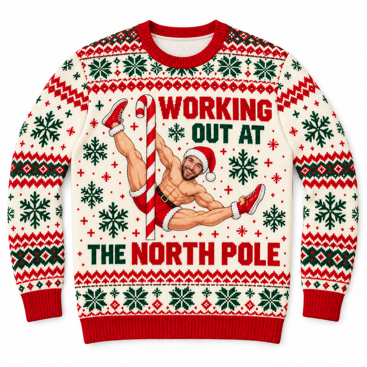 Christmas Sweatshirt Working Out At The North Pole Graphic Crewneck