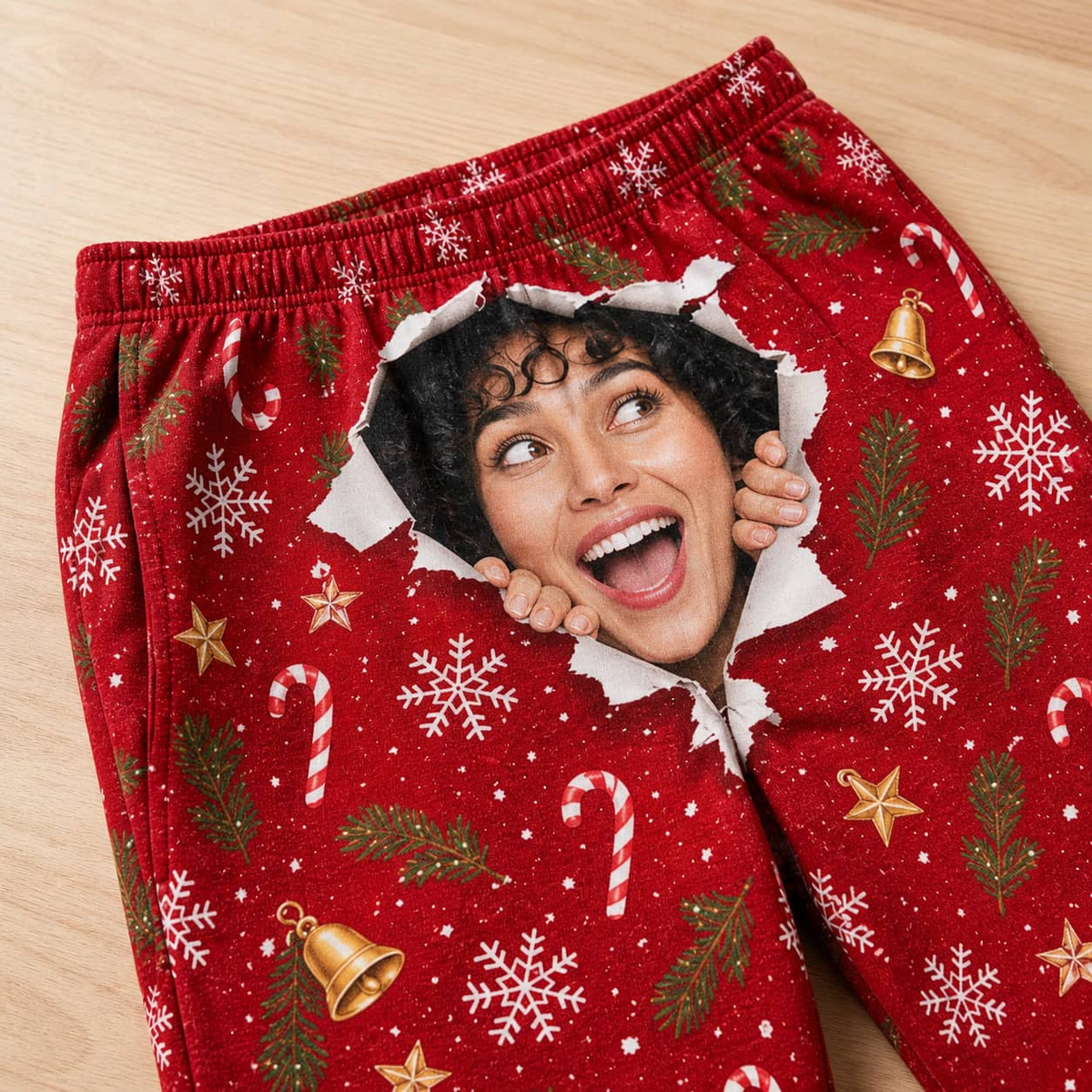 Men's Pajama Pants Green Christmas Holly Pattern Lounge Bottoms