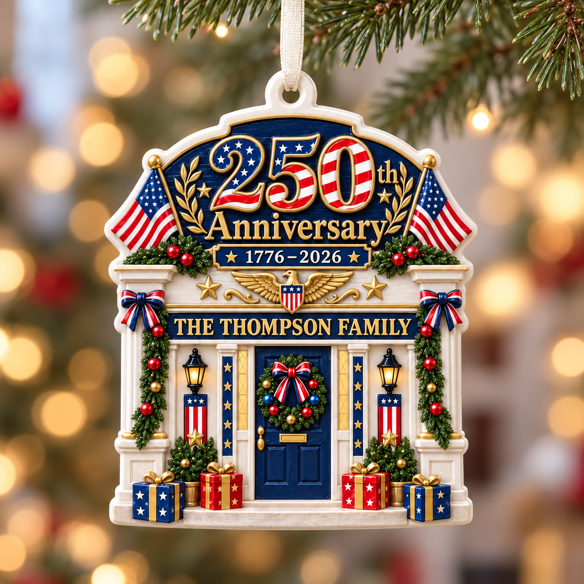 American 250th Anniversary 1776-2026 Patriotic House Porch Decor - 3D Relief Ornament