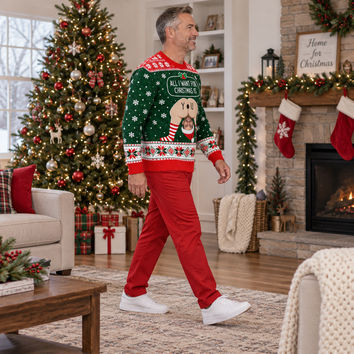 Funny Ugly Christmas Sweatshirt All I Want Novelty Holiday Pullover