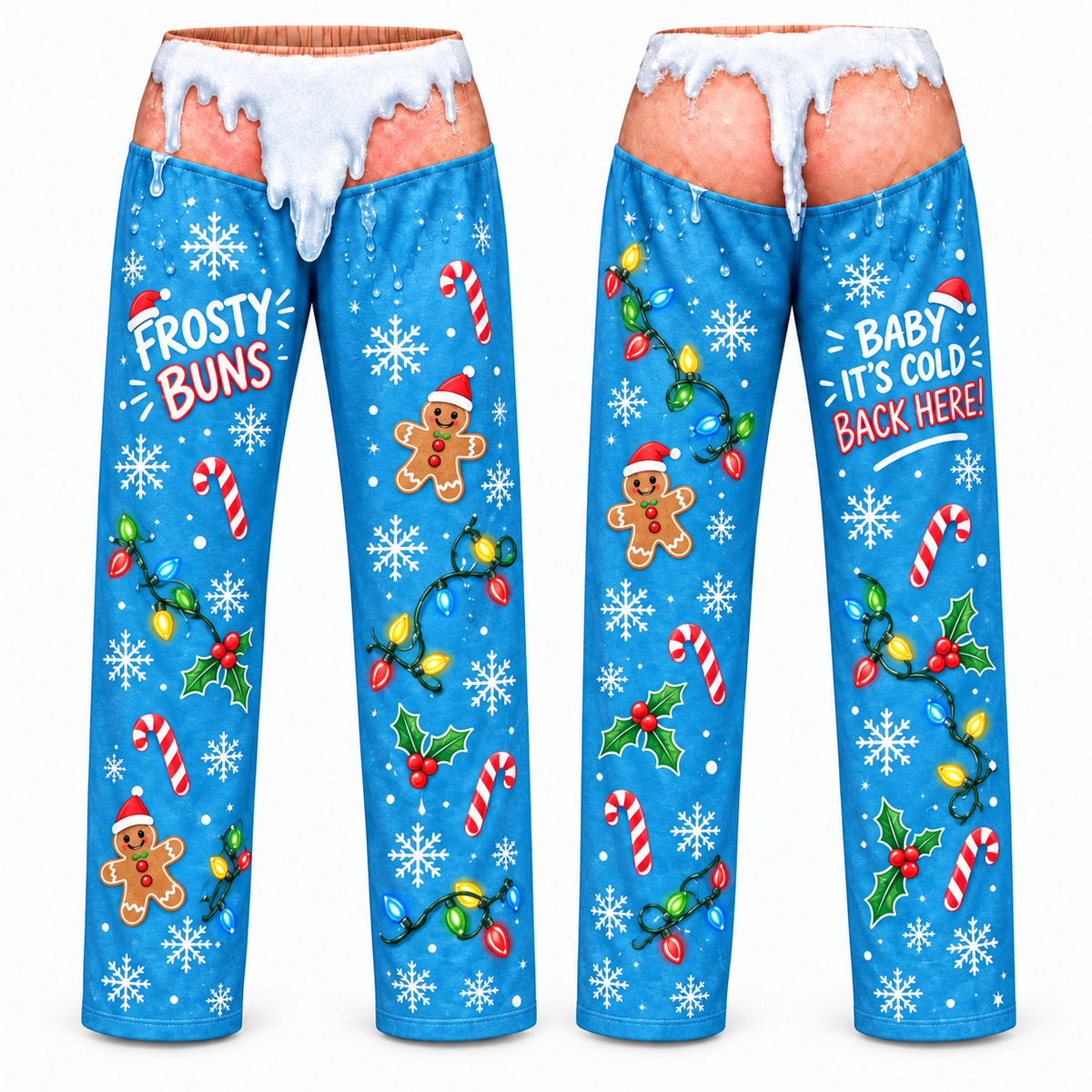Mens Christmas Pajama Pants Frosty Buns Novelty Holiday Lounge Bottoms