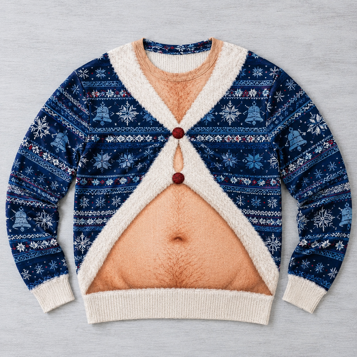 Belly Cutout Ugly Christmas Sweatshirt, Funny Open Stomach Holiday Top