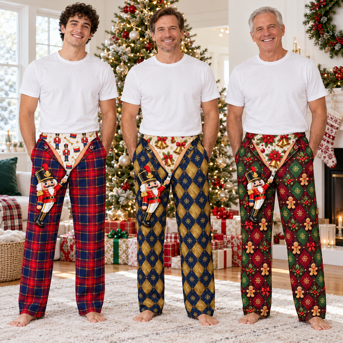 Mens Nutcracker Novelty Pajama Pants Holiday Loungewear Bottoms