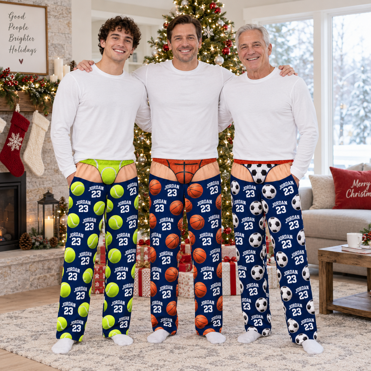 Novelty Pajama Pants Sports Ball Graphic Print Blue Loungewear