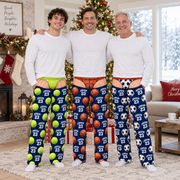 Novelty Pajama Pants Sports Ball Graphic Print Blue Loungewear