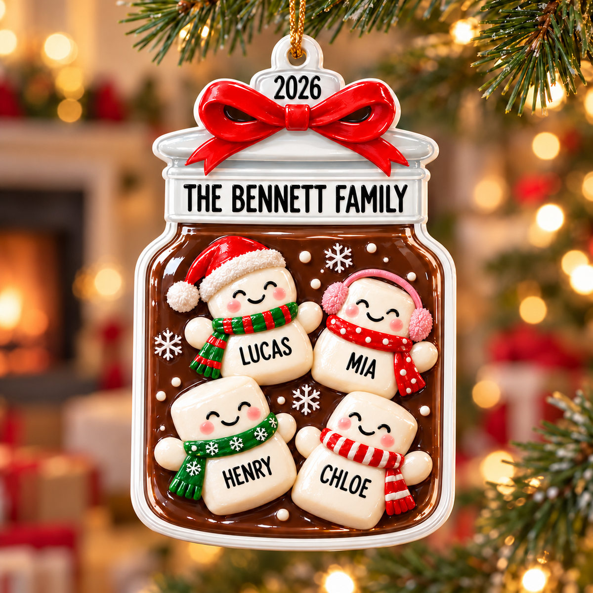 Jar Silhouette Christmas Tree Hanging Plaque, White Acrylic Winter Holiday Decor - 3D Relief Ornament