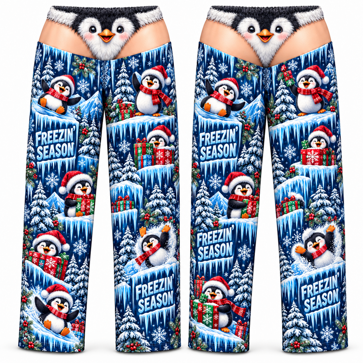 Christmas Pajama Pants Gag Faux Low Rise Novelty Sleep Bottoms