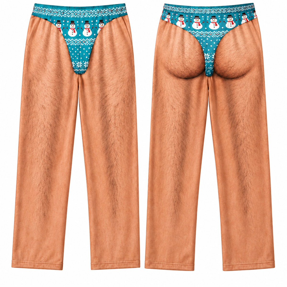 Novelty Pajama Pants Hairy Leg Christmas Thong Print Loungewear