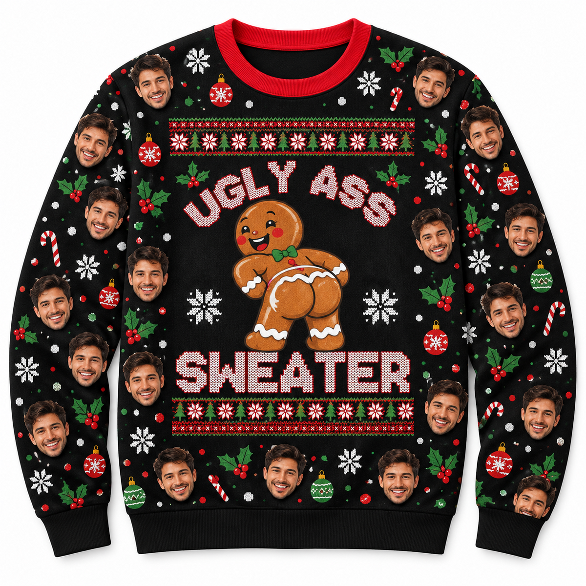 Ugly Ass Christmas Sweatshirt, Funny Butt Graphic Holiday Crewneck