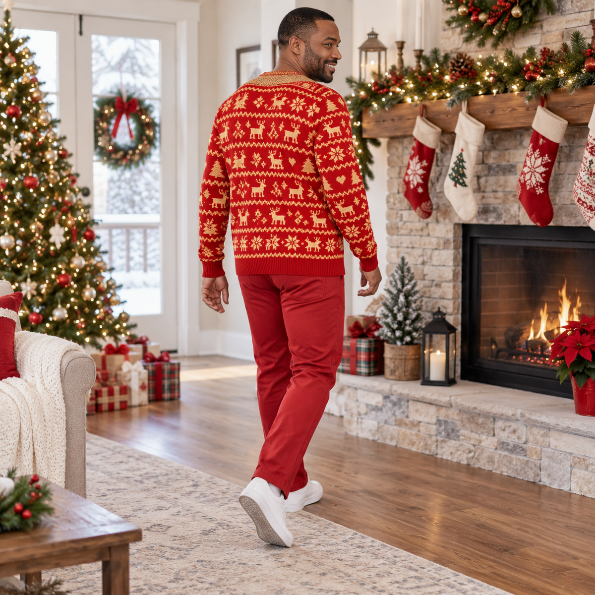 Dog Christmas Sweatshirt Funny Faux Cardigan Holiday Graphic Pullover