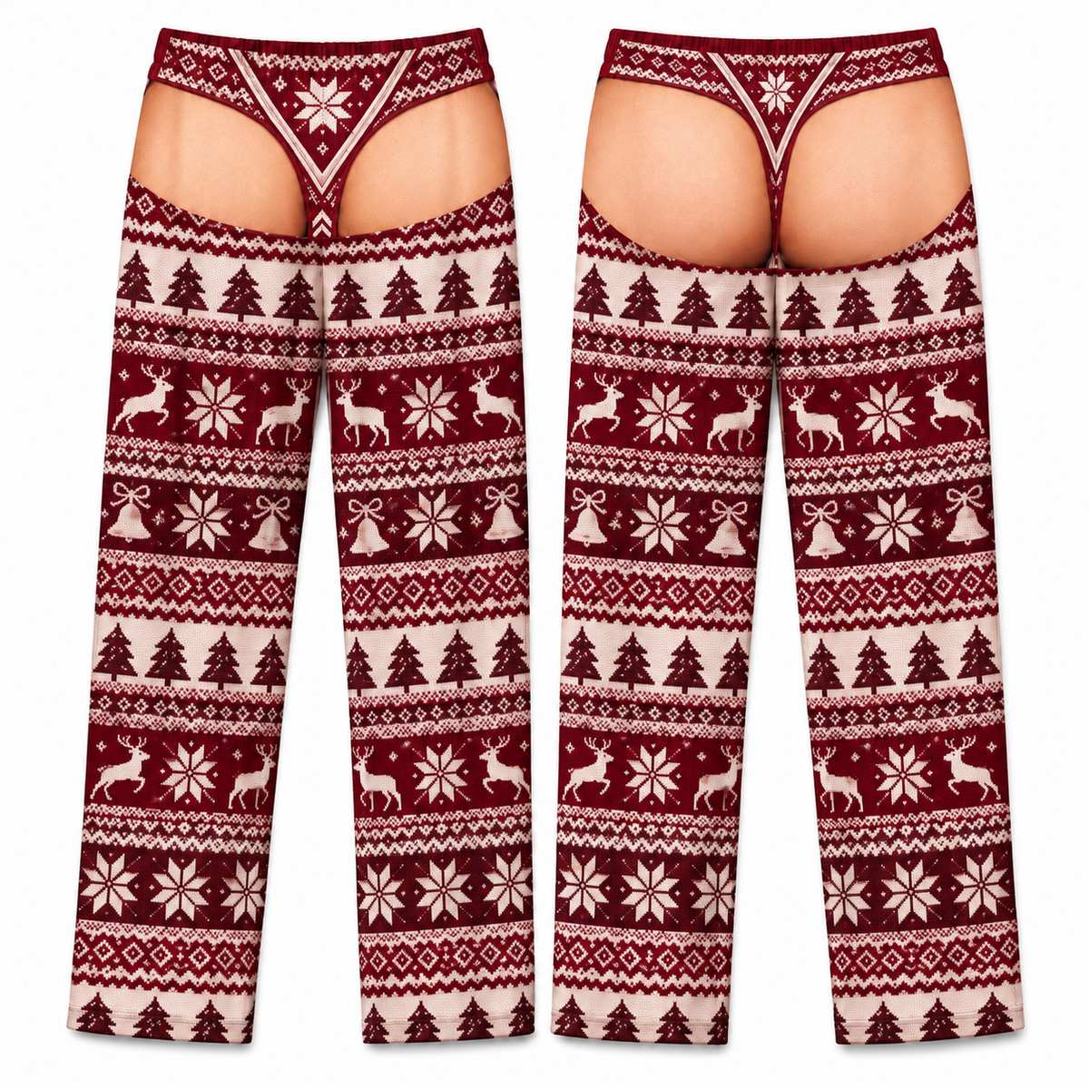 Mens Holiday Cutout Pajama Pants Fair Isle Pattern Sleepwear Bottoms