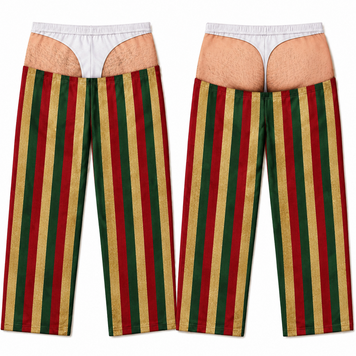 Mens Pajama Pants Striped Novelty Christmas Gag Print Loungewear