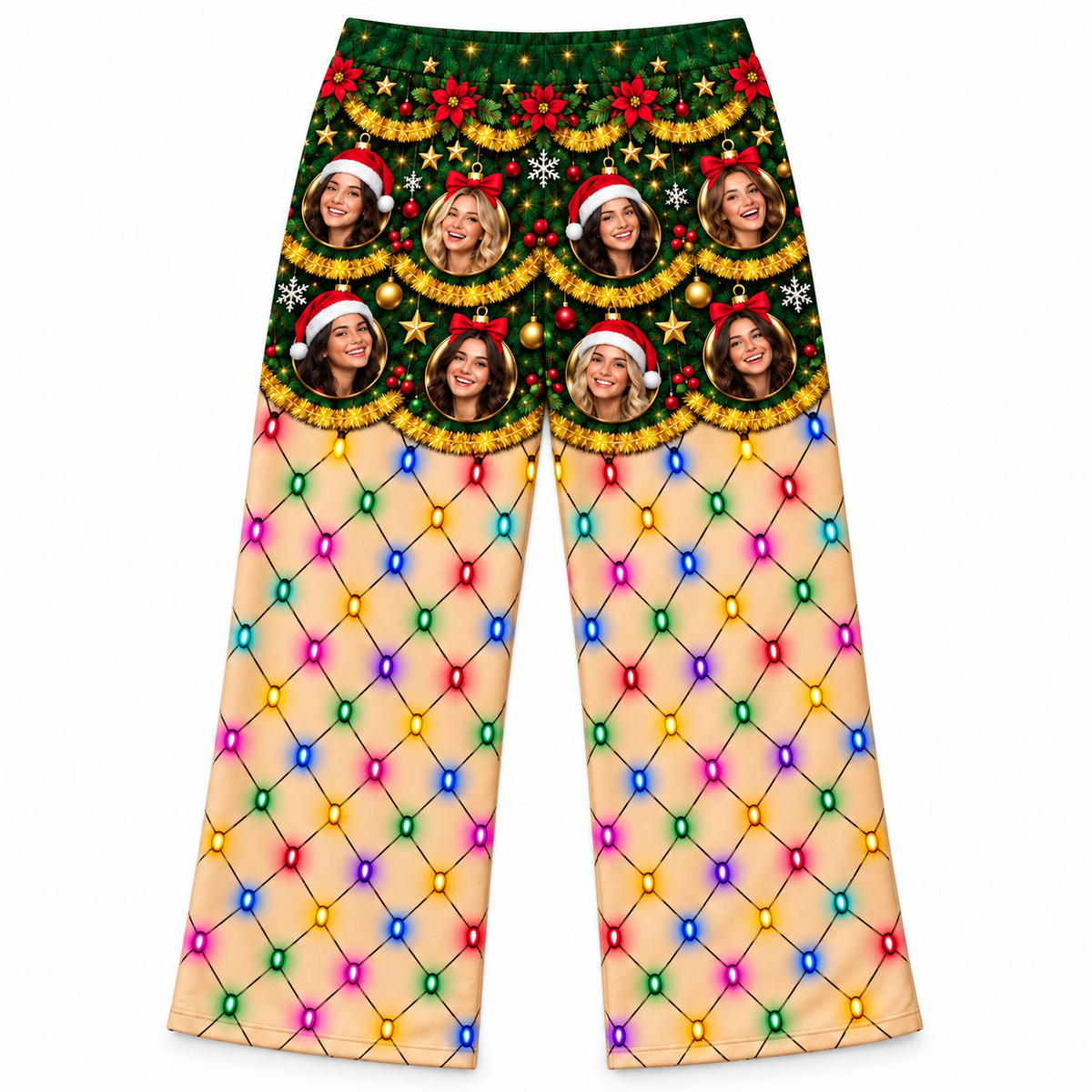Mens Christmas Pajama Pants Holiday String Light Lounge Bottoms