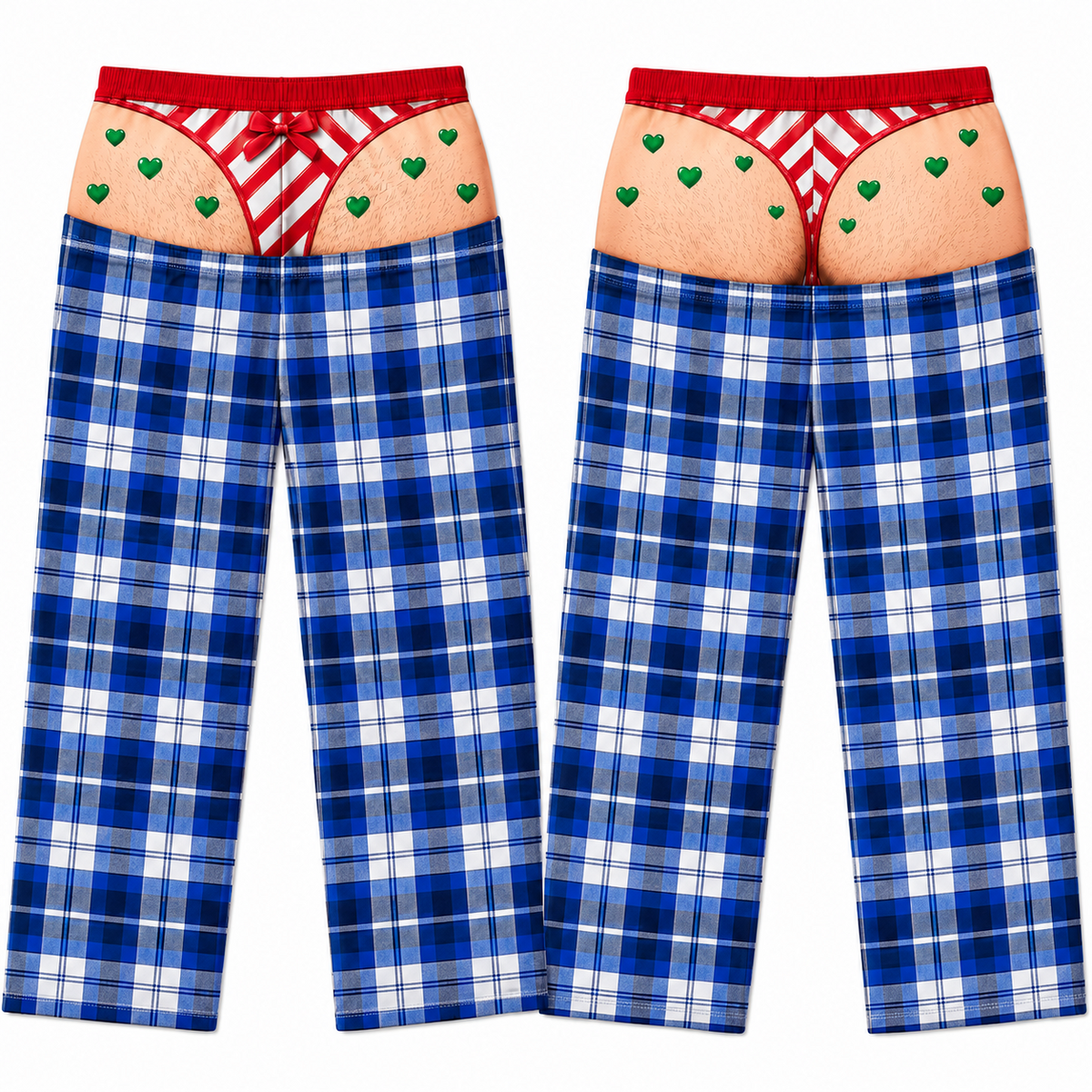 Novelty Plaid Pajama Pants with Faux Bikini Print Lounge Bottoms