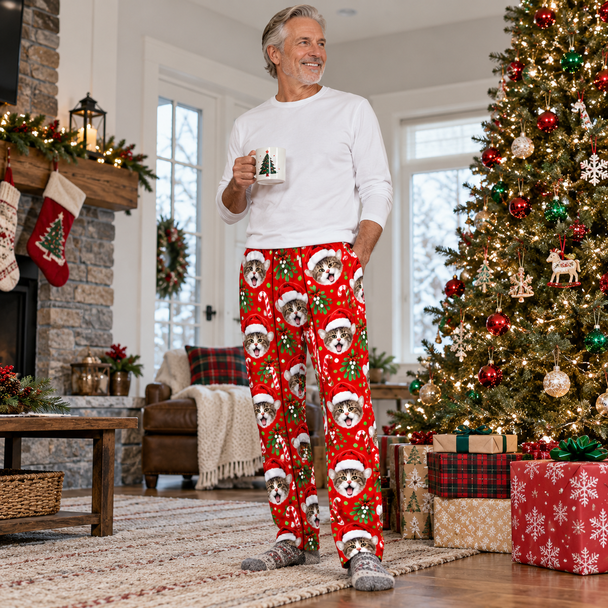 Christmas Pajama Pants Printed Holiday Lounge Sleepwear Trousers