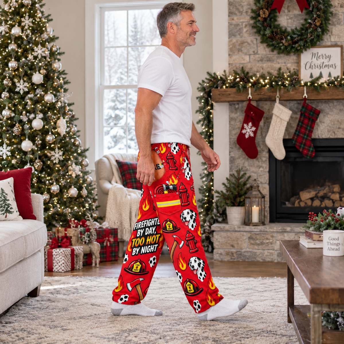 Mens Novelty Pajama Pants Graphic Print Drawstring Lounge Bottoms